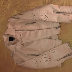 Pale pink leather jacket from forever 21